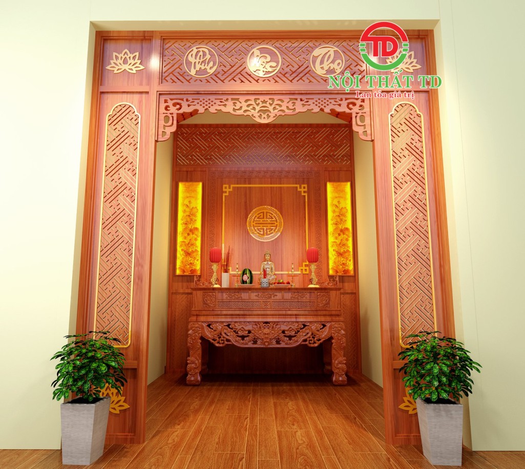 Làm vách trang trí phòng thờ kết hợp tranh trúc chỉ giấy dừa nhà thờ họ khách hàng Đồng Dồi - Kiến Thụy