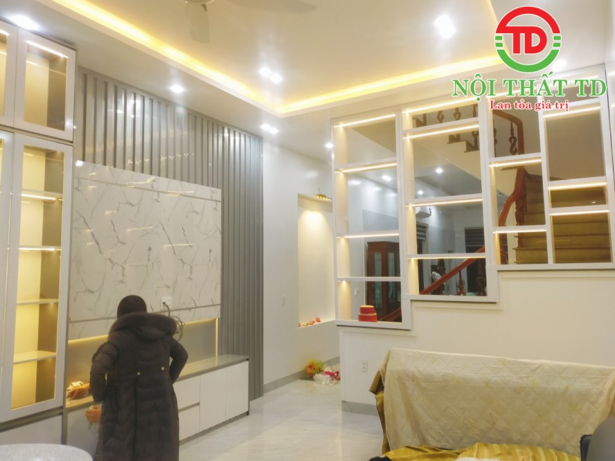 Thiết kế thi công trọn gói nội thất phòng khách đẹp khách hàng Đào Nhuận - Hải Phòng