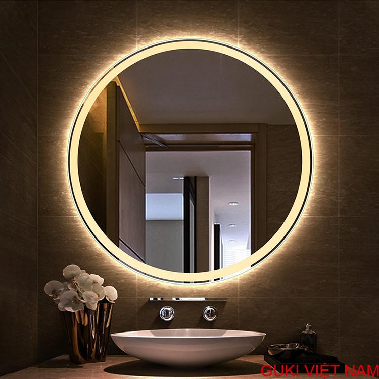 Gương tròn đèn led phòng vệ sinh và bàn trang điểm tại Hải Phòng